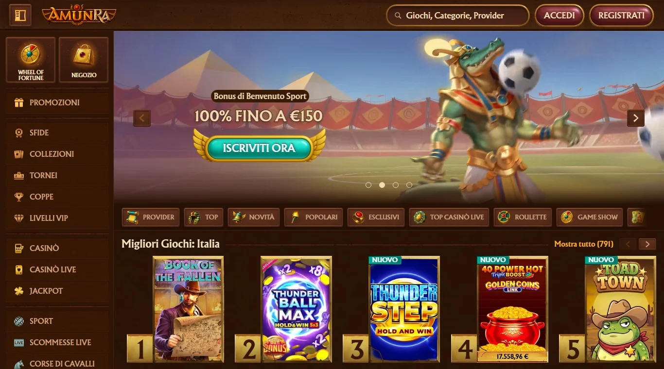 casino online con revolut: la homepage del casinò AmunRa