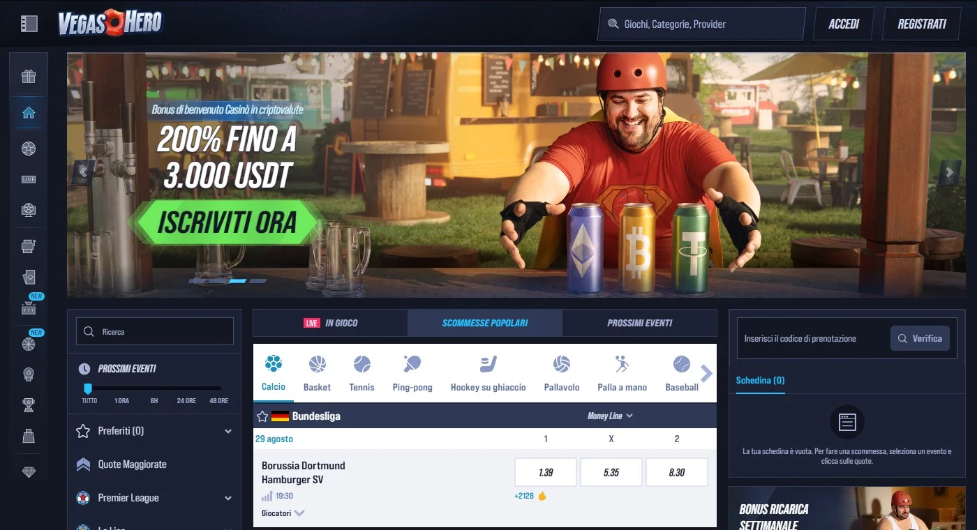 casino con revolut: la lobby di VegasHero